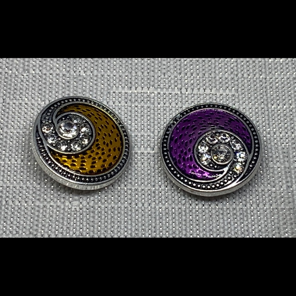 Purple & Gold Snap Button Charm Set of 2